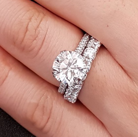 Non-Halo Delicate Pave Band Engagement Ring